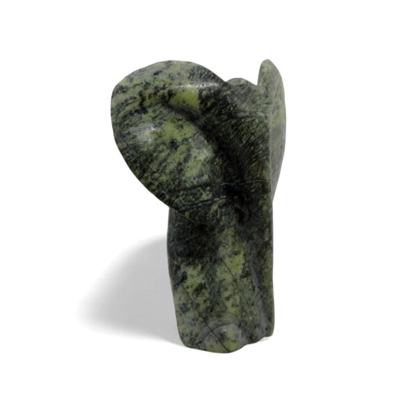 Elephant Hand Carved Green Leopard Rock Stone South Africa Signed 4.5" - Picture 3 of 10